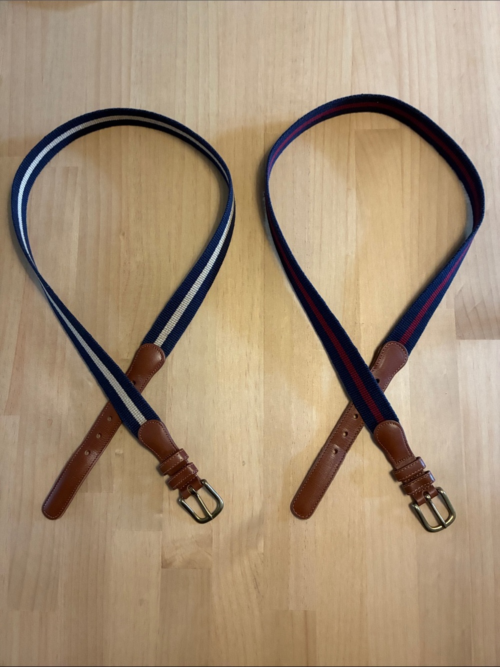 Coach Vintage Lot of 2 Natural Linen & Leather Belts Brass Hardware 3820 & 3822